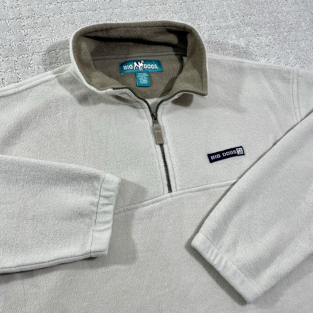 Vintage Big Dogs 1/4 Zip Polar Dogs High Tech Gear Size XL Cream Fleece Jacket